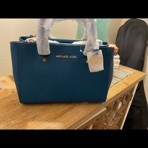 Michael Kors Sutton Deep Teal SM Satchel Leather